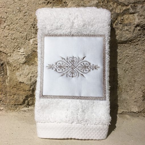 serviette invité 30x50 coton blanc broderie renaissance