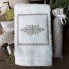 serviette invité 30x50 coton blanc broderie renaissance