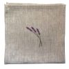 Serviette de table lin chiné broderie brin lavande lilas