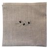 Serviette de table lin naturel broderie olive vert