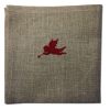 Serviette de table lin naturel broderie ange rouge