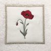 coton blanc broderie coquelicot rouge