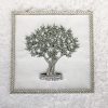 coton blanc broderie olivier vert