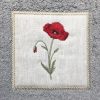 coton gris clair broderie coquelicot rouge