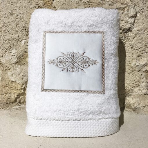 serviette 50x100 coton blanc broderie renaissance