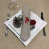 serviette de table lin naturel broderie rouge rouge