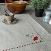 set de table lin enduit chiné broderie coquelicot