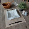 set de table lin enduit chiné broderie olive