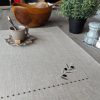 set de table lin enduit chiné broderie olive