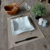 set de table lin enduit naturel broderie olive