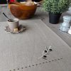 set de table lin enduit naturel broderie olive vert