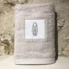 drap de douche 70x140 coton ficelle broderie cigale