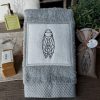 serviette invité 30x50 coton gris broderie âne