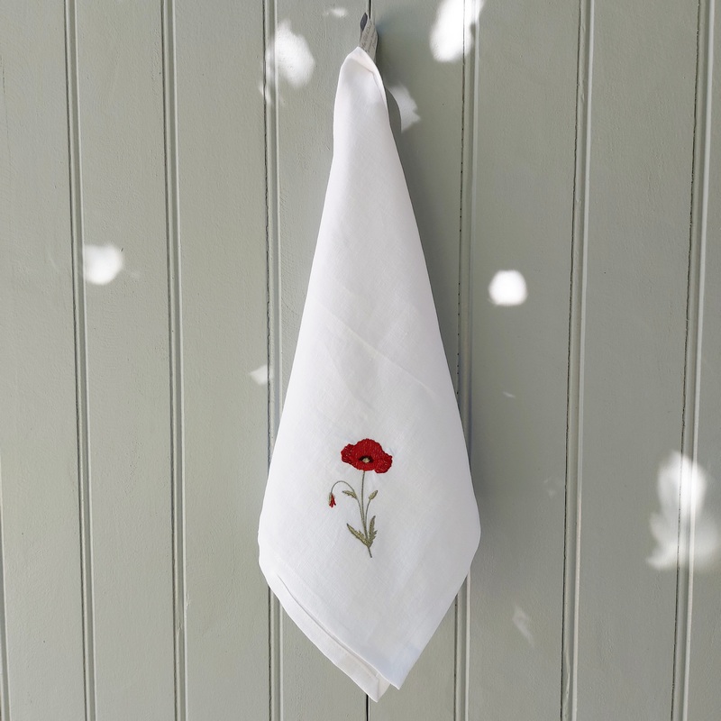 Torchon 45x70cm - Lin - Coquelicot